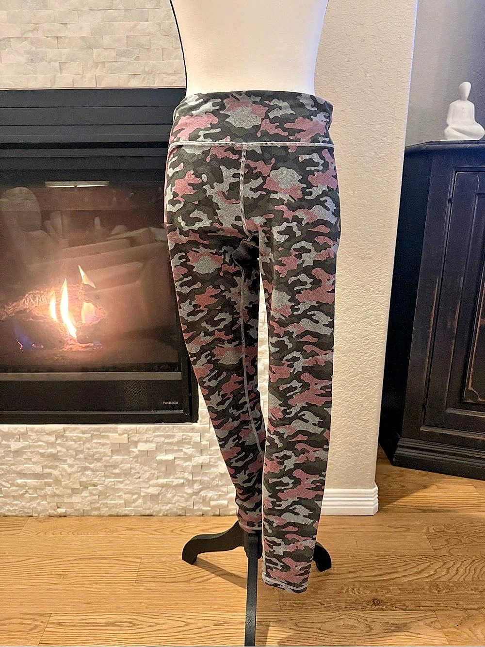 Fabletics Pink Camo Leggings Pink & Gray - Medium